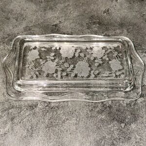 Fostoria Glass Etches Roses Butter Dish
